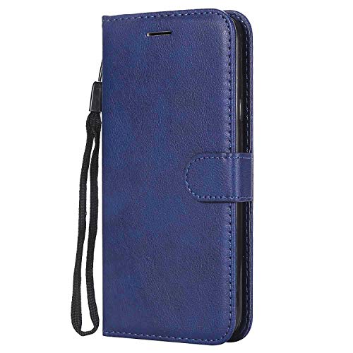 DENDICO Cover per Galaxy J4 2018, Portafoglio PU Custodia in Pelle, Flip Libro TPU Bumper Caso per Samsung Galaxy J4 2018 - Blu Navy