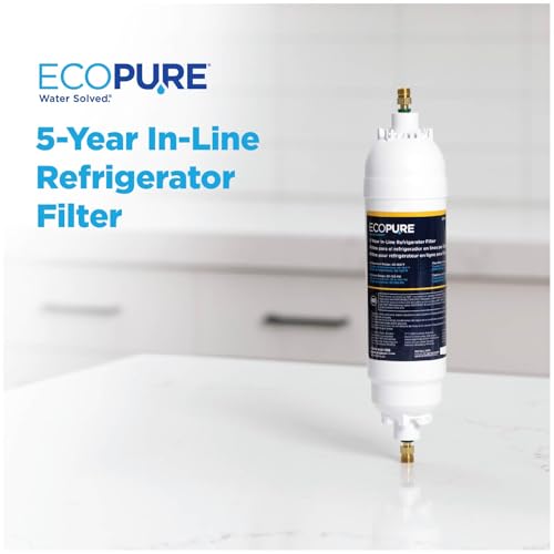 Image of EcoPure EPINL30 5-Year In-Line Refrigerator Water Filter, Universal Fit for Most Fridges, Ice Makers, RVs & Boats, Reduces Chlorine Taste & Odor - Easy DIY Install with 1 /4 inch Fittings (Pack of 4)