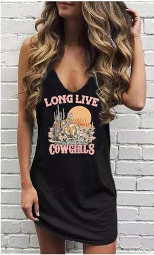Image of Live Simple Coconut Tree Sleeveless Mini Dress Summer Beach Mini Dress Women's Summer Casual Sexy V Neck Mini Tank Dress