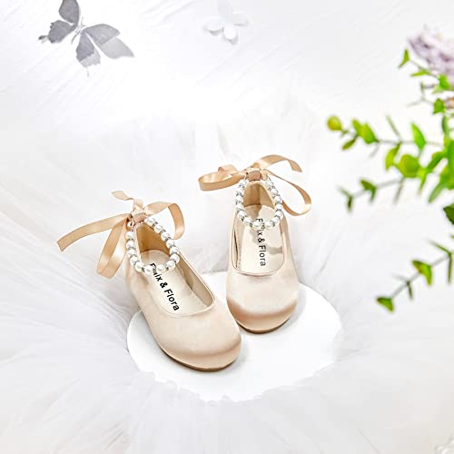 Image of Felix & Flora Girls Toddler Little Ballet Shoes - Flower Girls Mary Jane Flats Dress Shoes Party Wedding