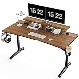 EUREKA ERGONOMIC 60 Inch Computer Desk with Monitor Stand, Sturdy Curved Edge Home Office Desk with