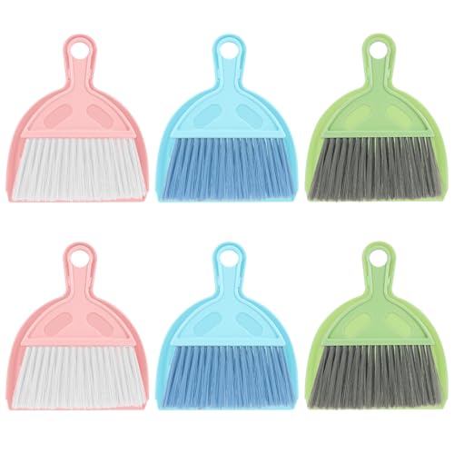 6PCS Small Dustpan and Brush Set, Mini Dust Pan and Brush, Hand Broom and Dustpan Set, for Cat Litter, Kitchen, Tables, Countertops, Cars, etc.