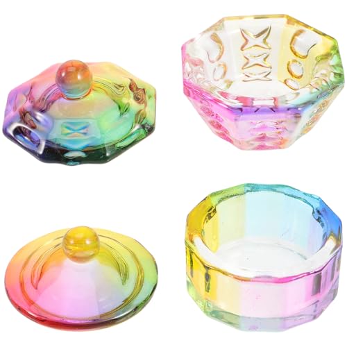 Juego de 2 recipientes de cristal para manicure con tapa miniatura 1