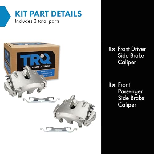 Image of TRQ Front Left and Right Brake Caliper Set Caliper Brackets Hardware Compatible with 11-19 Dodge Durango 330mm Diameter Front Rotors 11-19 Jeep Grand Cherokee Brake Code BRY Without Heavy Duty Brakes