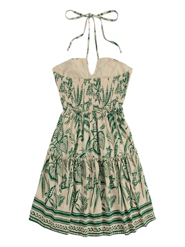 Image of Floerns Women's Floral Sleeveless Halter Dress Milkmaid Flare Hem Boho Mini Dress