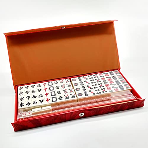 Juego de mesa Mahjong chino con 144 fichas miniatura 1