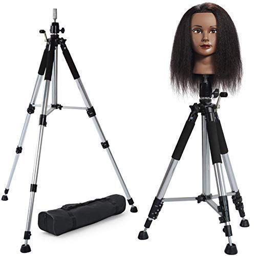 Hair Extensions Premium Heavy Duty Wig Stand Tripod, Klvied Adjustable Wig Head Stand, Metal Mannequin Head Stand for Manikin Head, Canvas Head, Cosmetology Training Doll Head