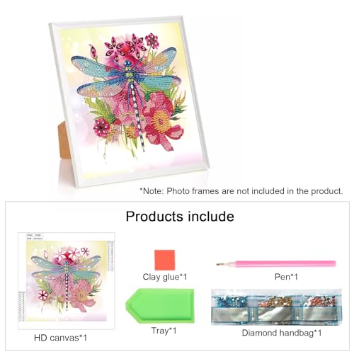 Image of AiYuanzsh 5D Special Shape Diamond Art Kits for Adults, Dragonfly Diamond Painting Kits for Beginners, Crystal Rhinestones Diamond Art Kit for Home Wall Decoration Gift 12x12inch /30x30cm