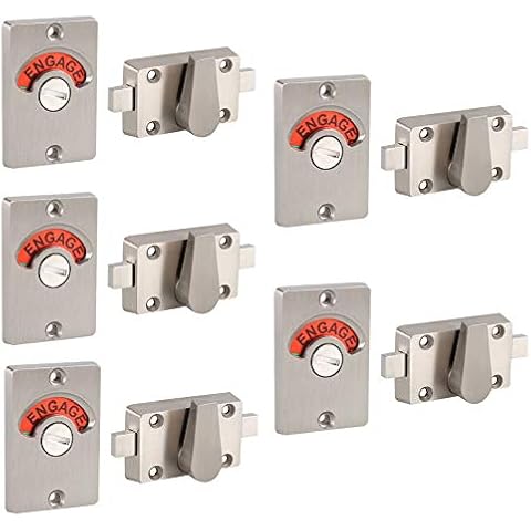 Fdit Latch Indicating Lock Stainless Steel Bolt Door Lock Indicator Bolt Vacant/Engaged Bathroom WC Public Restroom Toilet Privacy Partition Door Lock Latch (5 Pack) Cover