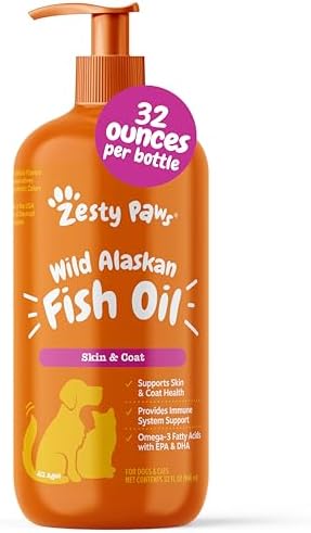 Zesty Paws Wild Alaskan Fish Oil for Dogs & Cats - Pollock & Salm...