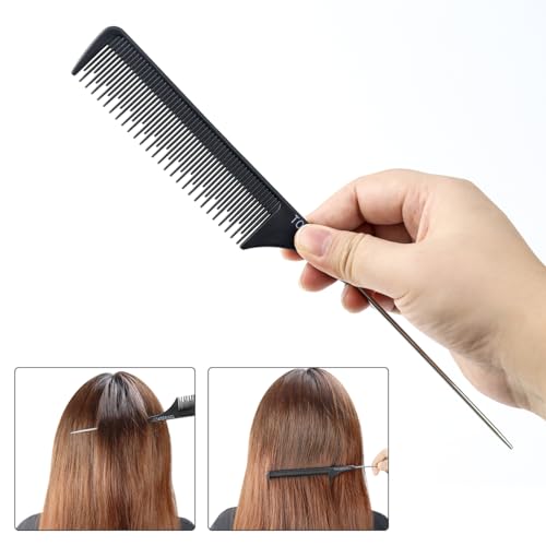 Set de 2 peines Rat Tail negros para peinar miniatura 4