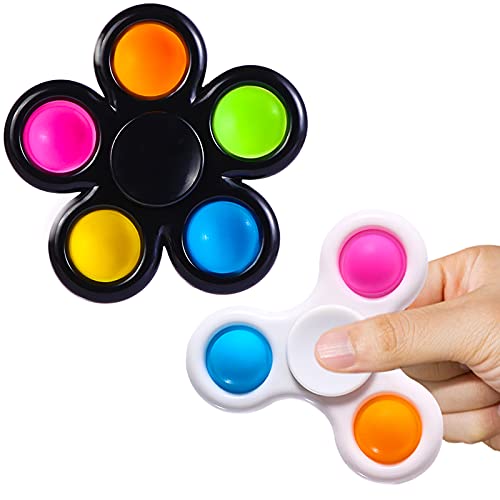 SCIONE Fidget Spinners 2 Pack,Fidget Toy,Poopp Fidget Packs for Kids,Push-Poopp Bubble Sensory Toys for Adults,Fidget Pack with Poopp Hand Spinners Toy
