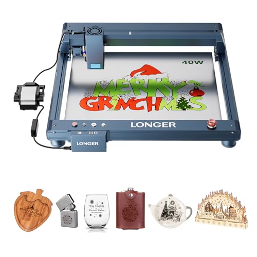 Longer Laser B1 40W Lasergravierer mit automatischer Luftunterstützung, DIY Lasergravierer für Holz, Metall, Papier, Acryl, Glas, Leder, Arbeitsbereich, Arbeitsbereich 450x440mm