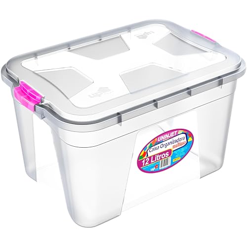 Caixa Organizadora Plástico Multiuso 12L Transparente Com Tampa