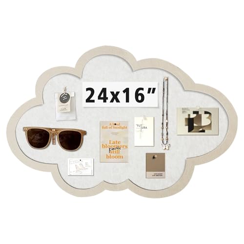 LIYAOLI Cloud Felt Bulletin Board 16x24 Inch,Cute Desk Accessories Boho Wall Decor with Push Pins, Vision Board for Photos & Inspirational Quotes, Lightweight Corkboard for Home Office