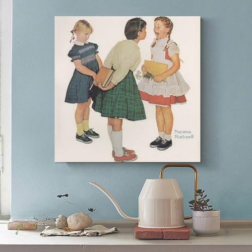 ノーマンロックウェル《欠歯》ポスター プリント キャンバス 壁アート モダン ホーム装飾 画像 壁の絵 版画 ギフト16x16inch(40x40cm) [3]