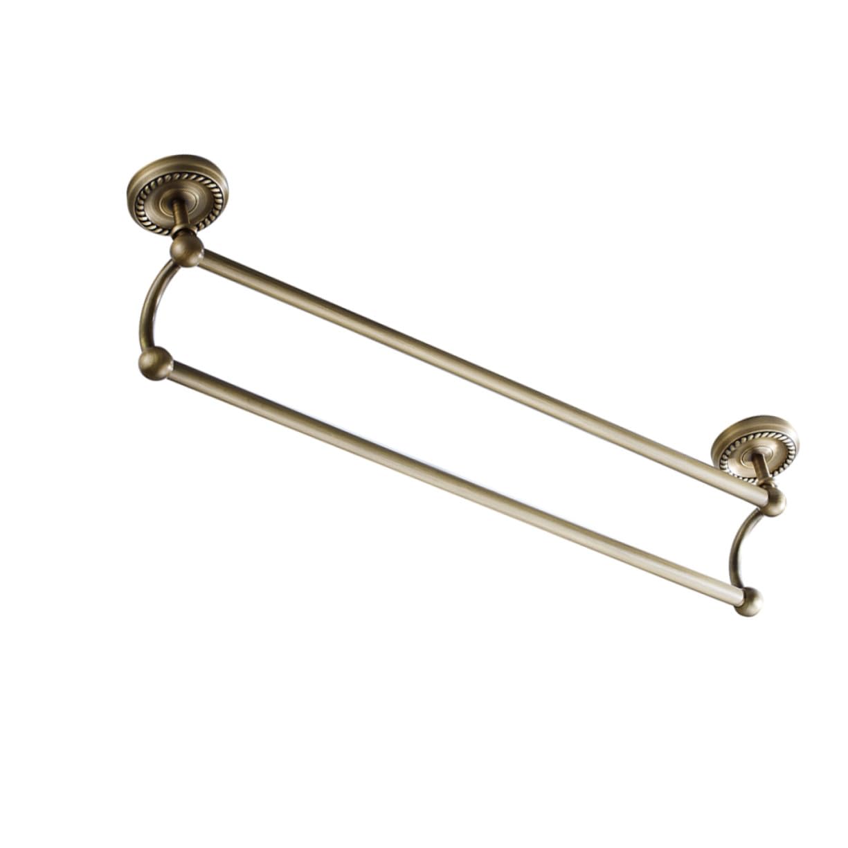 Porte-serviettes double en laiton Anneome de 55 cm pour le rangement mural de salle de bain rétro