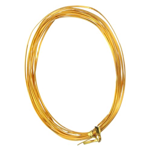 Image of uxcell 1 Rolls 24 Gauge Flat Aluminum Wire, 16.40 ft Soft Craft Wire for Flower Bonsai Crafts Carving DIY Bezel Sculpting Gem Metal Wrap, Yellow