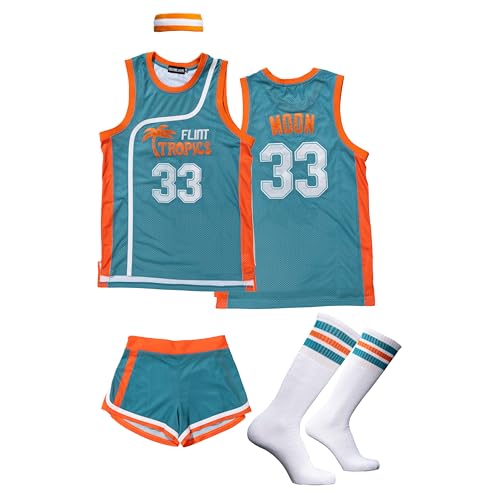 Costume Agent Flint Tropics Basketball Replica Green Jersey #33 Moon Halloween Cosplay