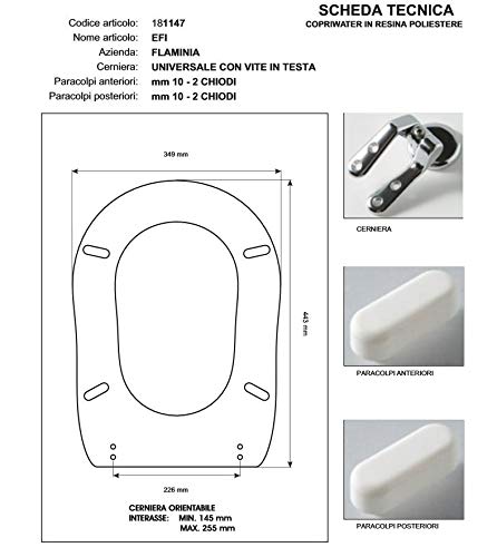 Copriwater Flaminia EFI - MB BIANCO Cerniera Cromo-Sedile-Asse Wc