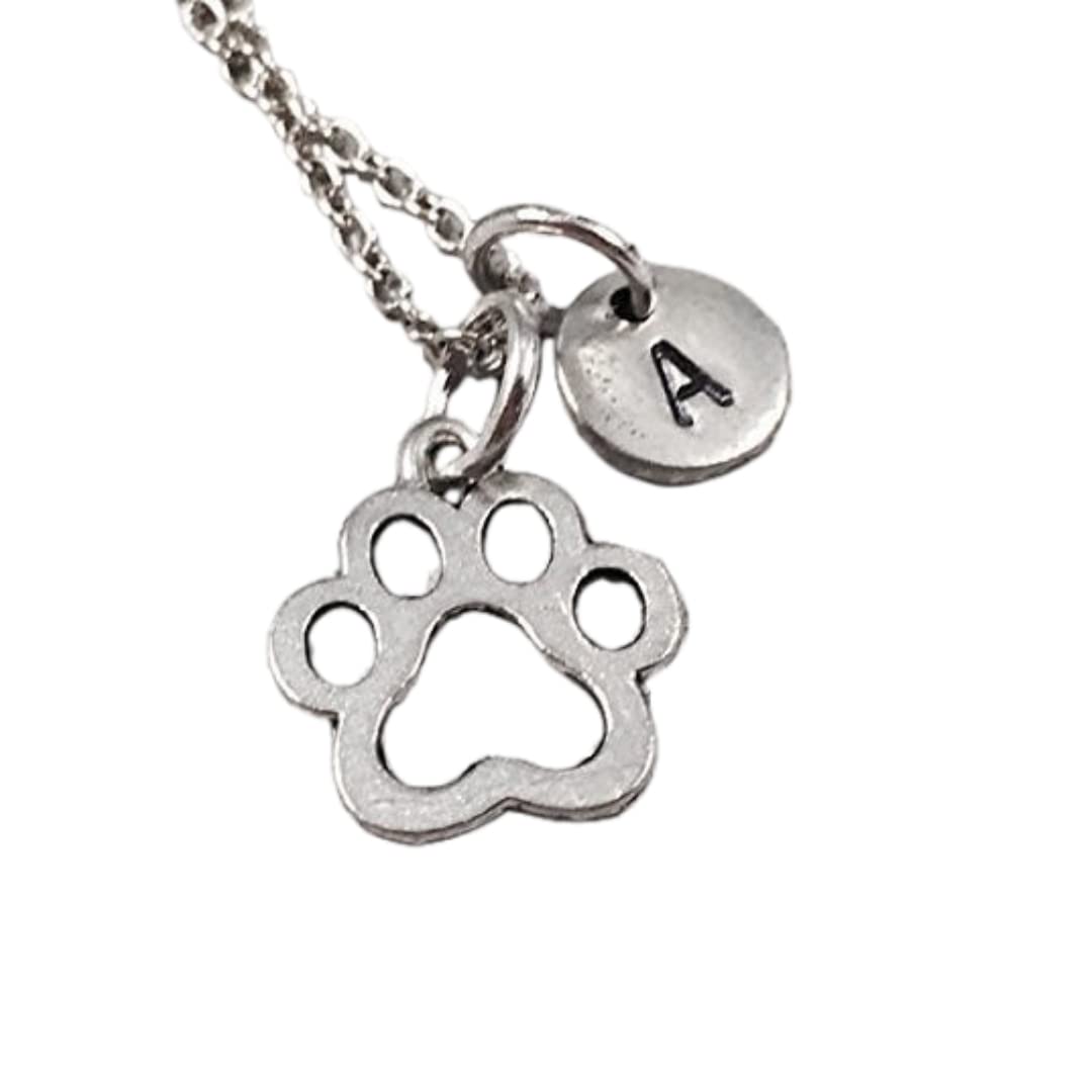 Paw print charm necklace, paw necklace, dog paw charm