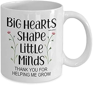 Thank You Teacher Gifts, Big Hearts Shape Little Minds, Funny Novelty Coffee Mug, Tea Cup, Christmas Gift, Birthday Present - wm3341 (11oz) by MipoMall®
