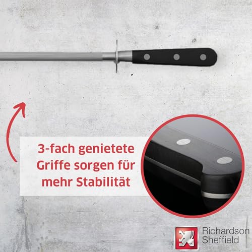 Richardson Sheffield V SABATIER Wetzstahl 8", Profi Messerschärfer Wetzstahl, Messerschleifer, Wetzstab, Klingen-Schleifer/-Schärfer… – Ansicht 4