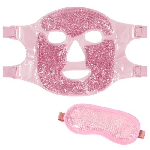 Máscara de enfriamiento para la cara, almohadillas de enfriamiento para ojos, máscara de hielo, la máscara de ojos de hielo refrescante se puede utilizar como compresa caliente para reducir la