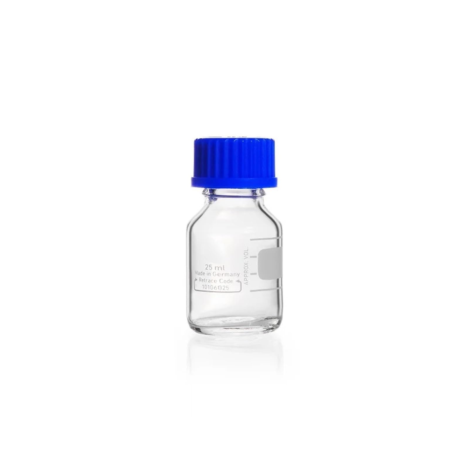 Klare, graduierte Laborflasche mit DIN 168-1-Gewinde, Schraubverschluss und Ausgießring – for wissenschaftliche Experimente und den Einsatz im Labor(25mL-218011453)