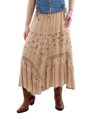 Scully Western Skirt Womens Rose Print Rayon Long Length F0_HC958