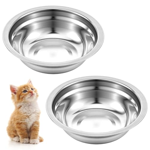 Image of Matwsec 2PCS 13cm Stainless Steel Dog Bowls Small Metal Dog Food Bowls for Food and Water, Kitten Puppy Medium Small Dogs and Cats