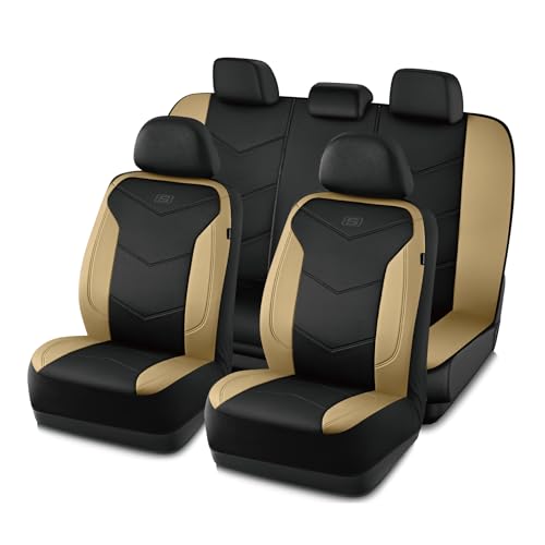 Skechers Memory Foam Seat Covers,Leather Car Seat Covers, Ultimate Comfort & Support Seat CoversFull Sets,Airbag Compatible, Automotive Universal Fit Most for SUVs, Vans, Sedans, Cars, Trucks,Beige by Skechers - Used condition - US$76.57