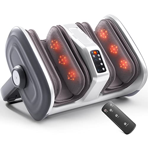 Foot Massager-Shiatsu Leg Massage Machine w/ Heat-3D Massage System-Muscle Kneading-Rolling-Air Compression-Variable Intensity Scraping for Plantar Fasciitis, Blood Circulation, Pain Relief