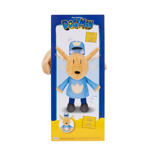 Jakks Pacific Dog Man - 32 cm Funktionsplüsch Figur, hochwertiges Plüschmaterial, Ohren flattern, zur Ergänzung der Dog Man-Buchsammlung, ab 4 Jahren geeignet