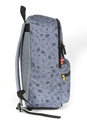 Mochila Costa Escolar Cinza e Preta Harry Potter Quidditch Original Licenciada, Luxcel, MS46044HP/CZ