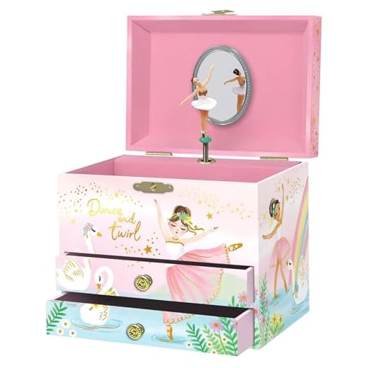 Giggle & Honey Joyero Musical de Bailarina para Niñas - Caja de Música Infantil con Bailarina Giratoria, Regalo de Cumpleaños de Ballet para Niñas, 17,1 x 13,3 x 15,2 cm - Edades 3-10, Rosa