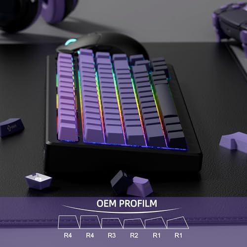 Image of dagaladoo Double Shot PBT keycaps Set,Shine Through keycaps 60% 75%,OEM Profile Keyboard keycaps,Gradient Purple,Side Printed keycap for Mechanical Gaming Keyboards(136key)