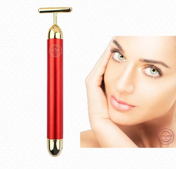 Rodillo eléctrico de masaje facial antienvejecimiento vibrador oro de 24 quilates barra de belleza energética tracción apretada reafirmante para el