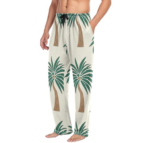 Men's Pajama Pants Vintage Palm Trees Sleep Pajama Lounge Pant with Pockets, Elastic Waistband4