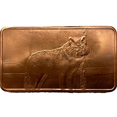 American Wildlife Series 1 oz .999 Pure Copper Bar (Gray Wolf)