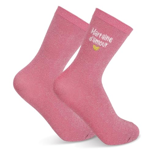 Zidoley Cadeau Marraine Meilleure Marraine Chaussettes Paillettes Coton Femme, Taille 36-42,...