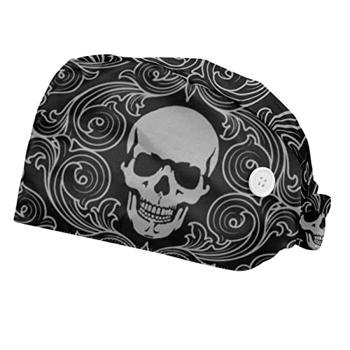 Chapeaux bouffants 2PCS à motifs de crâne avec bandeau anti-transpiration