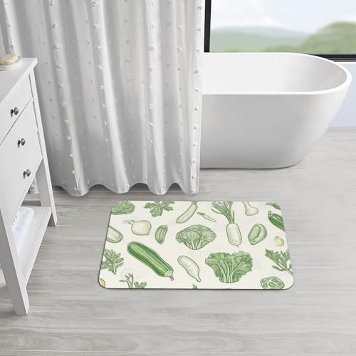 Tapis de bain antidérapant luffa vert lavable et drainant - 6