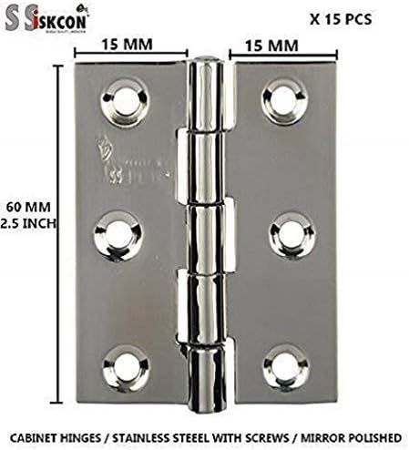 Miniatura 2 de ssiskcon - 15 bisagras plegables de acero inoxidable para armario de 2.5 pulgadas x 58 x 58 pulgadas, 60 x 15 x 15 pulgadas (90 tornillos de acero