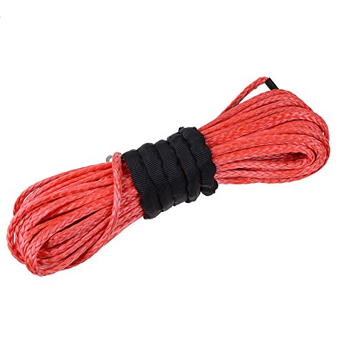1/4" X 50' Red Synthetic Fiber Winch Line Cable Rope 6400+ Lbs Recovery Compatible With Atv Suv Utv #TOP6