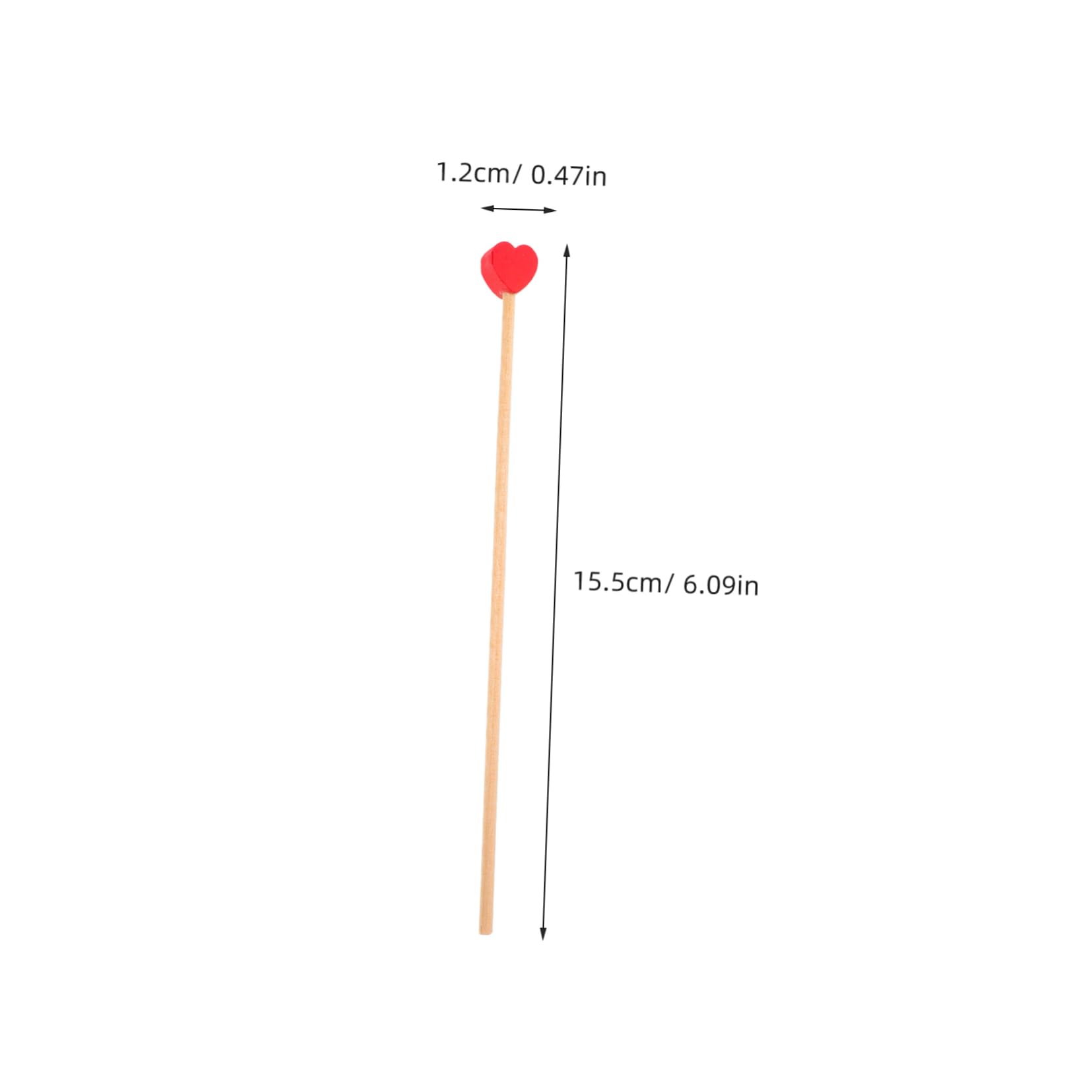 Alipis Enhance Your Baking Beverage Experience 100pcs Wooden Stirrer Sticks Red Heart Design for Drinks Cake Pops