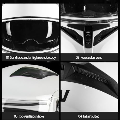 Casco Modulare Moto Bluetooth Integrato, Casco Moto Con Integrale con Doppia Visiera, Casco Integrato Apribile Omologati ECE, Bluetooth Caschi Modulari per Uomo Donna - 6