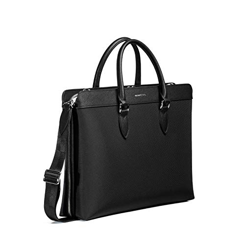Image of Maverick & Co. Alpha Slim Nylon & Saffiano Leather Briefcase - Lightweight Business Laptop Bag, Fits 16 inch Laptop