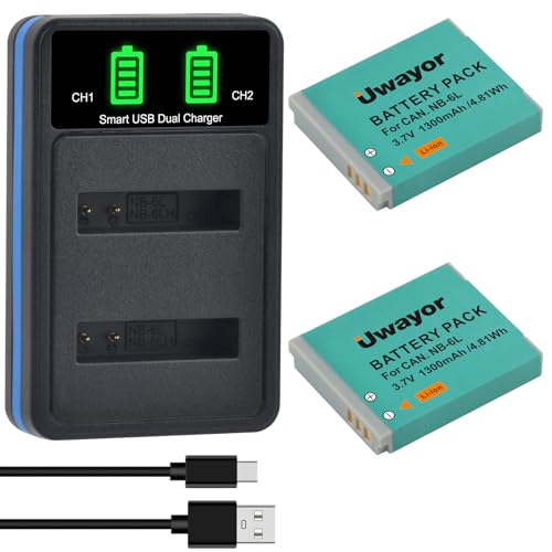 Uwayor NB-6L NB-6LH Akkus und Ladegerät Ersatz für Canon PowerShot SX530 HS,SX710 HS,SX700 HS, SX610 HS,SX600 HS,SX540 HS,SX510 HS, SX500 is,SX280 HS,SX270 HS, D30, S90 Uwayor NB-6L NB-6LH Akkus und Ladegerät Ersatz für Canon PowerShot SX530 HS,SX710 HS,SX700 HS, SX610 HS,SX600 HS,SX540 HS,SX510 HS, SX500 is,SX280 HS,SX270 HS, D30, S90