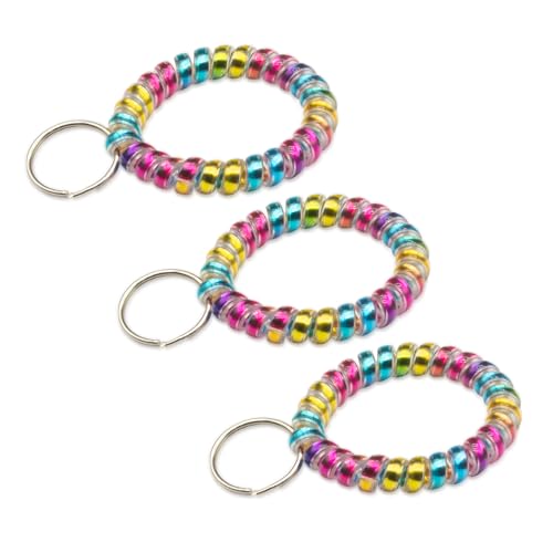 Image of TENOC Spiral Coil Keychain, Anti-lost Key Chain Holder Lanyard Cord for Sauna Outdoor Sports and Gym Pool